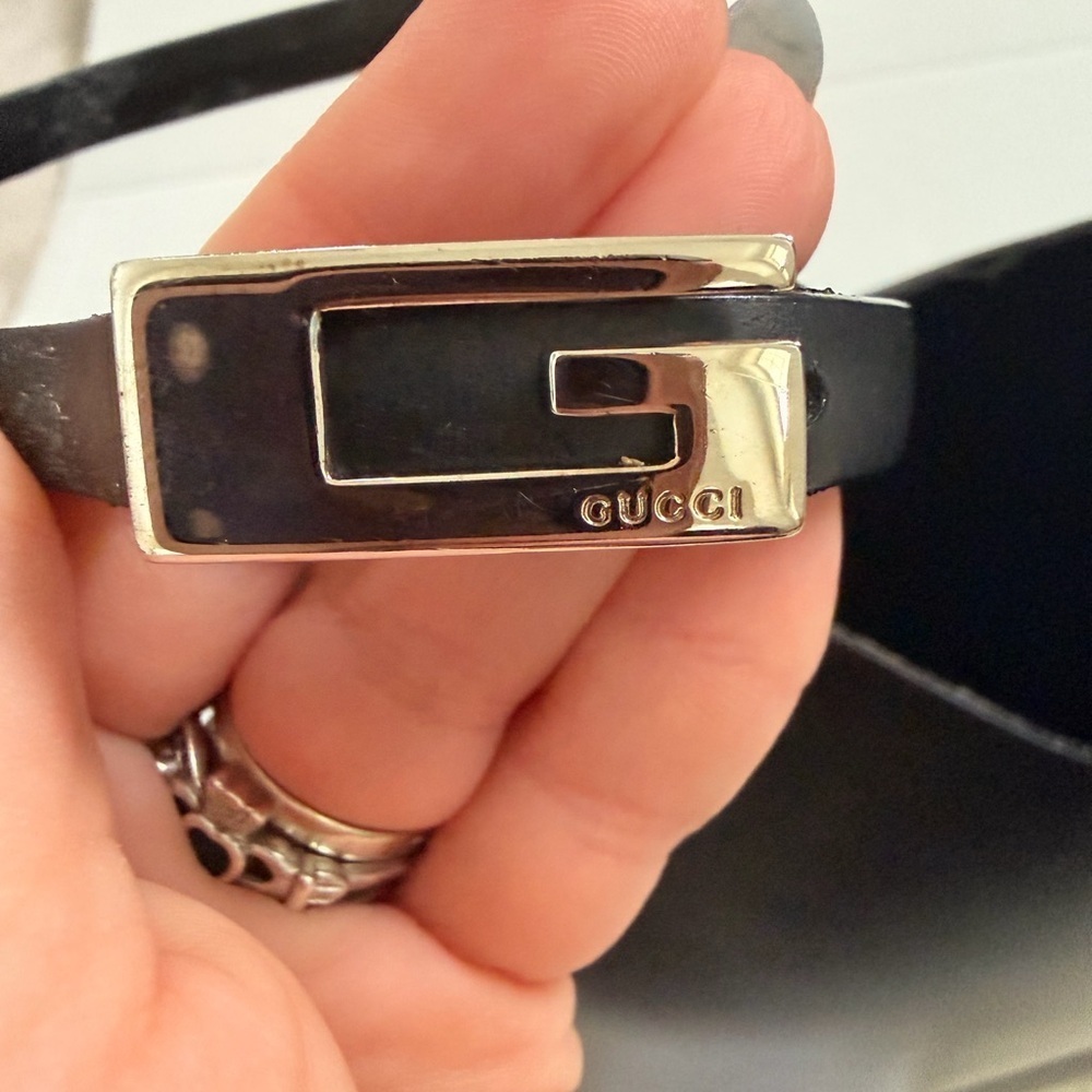 Vintage Gucci Black Leather G logo Buckle Hobo Bag with Attached Mini Bag - Picture 7 of 16